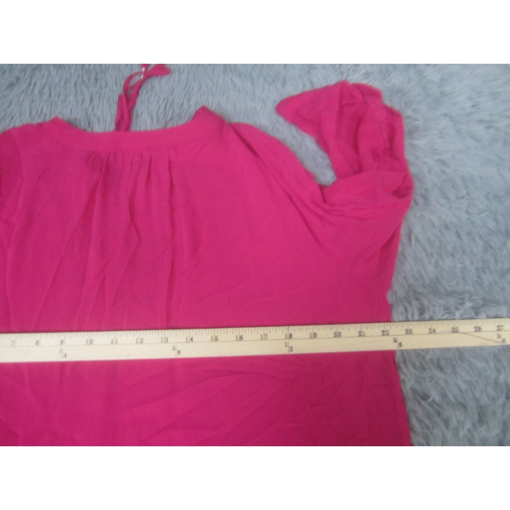 Cato Womens Shirt XL Long Sleeve Pink Casual Loose Fit Tie Neck Embroidered - Picture 7 of 9